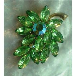 Handset Green Rhinestone Brooch #1305913