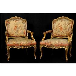 19th C. pair of Louis XV St. armchairs #1306077