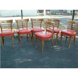 Set of Six Red Upholstered tavern chairs #1306080