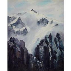 OIL PAINTING SNOWSCAPE ROCKY MOUNTAIN HIGH #1306118