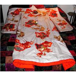 JAPANESE WEDDING KIMONO WITH CRANES AND FLOWERS#1306123