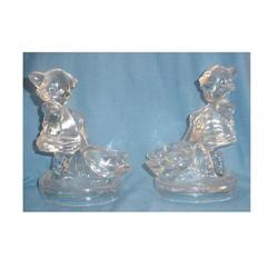 Pair Crystal Goose Girl Bookends #1306147