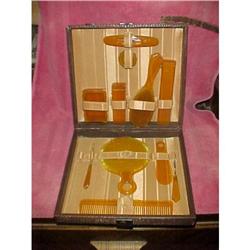 Celluloid Vanity Dresser Set in Case #1306154