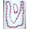 Vintage Pink Glass Stones &beaded Necklace & #1306181