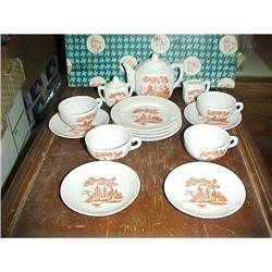 Vintage Japan Red Pagoda Toy Tea Set #1306281