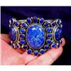 Image 1 : MASSIVE Lapis Gemstone Sterling Tribal Cuff #1306561