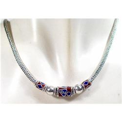 Impeccable ENAMEL Sterling Silver Necklace #1306627