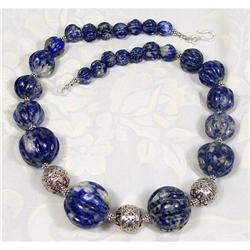 Finest HUGE Carved LAPIS Sterling CHOKER~163 #1306680