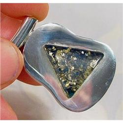 Sparkling  Blue Amber Sterling Pendant #1306682