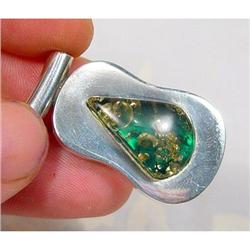 Remarkable Blue Amber Sterling Pendant #1306684