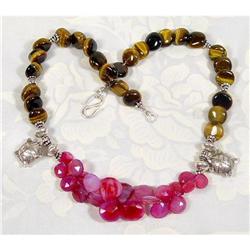 Pink Chalcedony Faceted Briolette Tiger Eye #1306689