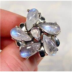 Flaming Rainbow Moonstone Sterling Ring~size #1306696