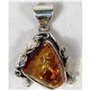 BOLD~Cognac Baltic Amber Sterling Pendant #1306844