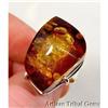 Image 1 :  Adjustable Natural Baltic Amber Sterling Ring #1307005