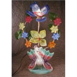 Glass FLOWER Lamp PEACOCK Base VINTAGE #1307033