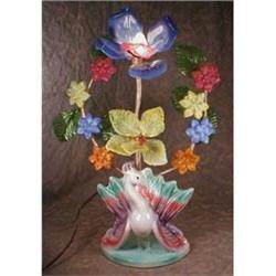 Glass FLOWER Lamp PEACOCK Base VINTAGE #1307033