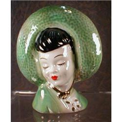 WALL Pocket HEADVase GIRL, Hat, VINTAGE #1307051