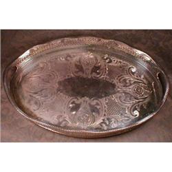 CHELTENHAM Silverplate Tray OVAL w/ Gallery #1307064