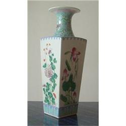 Old Chinese Famille Rose Aquq Four Seasons Vase#1312042