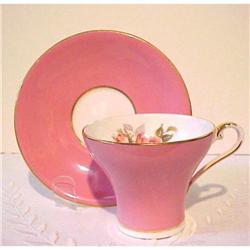 Aynsley China Peachy-Pink Cup & Saucer Hand #1312117