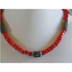 Genuine Red Coral and decorative bead necklace #1312615