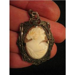 Vintage Cameo Pendant Sterling Silver Shell #1312848