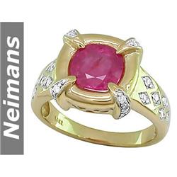 Neimans Certified 4.25 ct Ruby & Diamond Ring 14kt Gold
