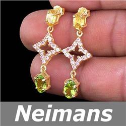 Neimans 4.50 ct Peridot & Sapphire Chandelier Earrings