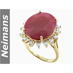 Antique 17.75 ct Star Sapphire & Diamond Ring 14kt Gold