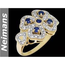 Victorian 3.25 ct Aquamarine & VS Diamond Ring 14k Gold