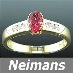 Certified 1.00 ct Orange Sapphire & Diamond Ring 14kt