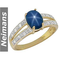 Certified 9 MM Akoya Pearl & Blue Sapphire Ring 14kt