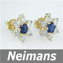 Neimans .25 ct Emerald Stud Earrings 14k Gold CERTIFIED