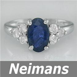 Neimans Certified 2.00 ct Blue Sapphire Ring 14kt Gold