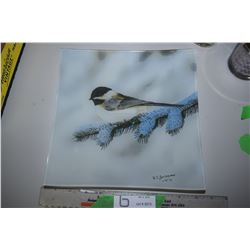Scrimshaw Signed Chickadee Plate