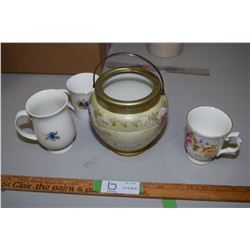 Green Tea Container with handle and cups