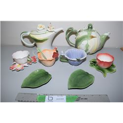 Unique Coffee and Teapot with 4 Teacups and Saucers
