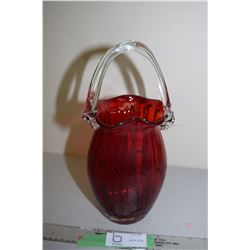 Cranberry Glass Act Glass Basket