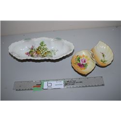 J Lefton Candy Dish, Hand Painted, #4674 Leuchtenberg Germany Celery Dish (Cracked)