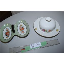 Antique Germany Divide Handles Tray Chipped Porcelain Butter Dish East Germany