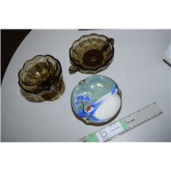 Hand Painted Noritake Dish, Pressed Glass Dish, ETC