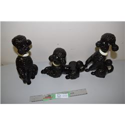 3 Pce 1960's Porcelain Poodle Figurines