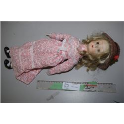 Vintage Stuffed Doll w Porcelain hands, feet, head