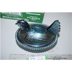 Iridescent Chicken on a Nest