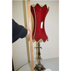 Vintage Lamp with Velvet Shades and Cranberry Crystals