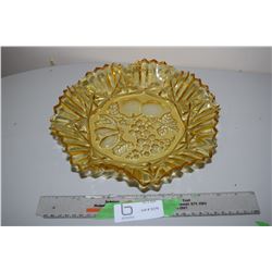 Amber Pressed Glass Fruit Bowl
