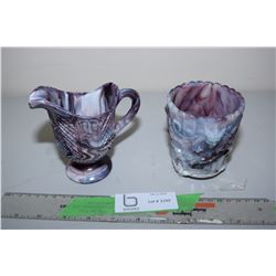 Agate Cream and Sugar Dishes