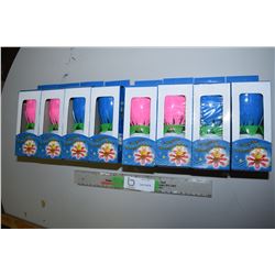 8 Pack of Candles that Rotate and Plays Happy Birthday (4 Pink, 4 Blue)