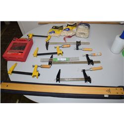Tile Spacers, Wood Clamps, Drill Bits and Straight Edge