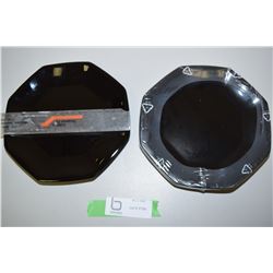 7 Black French Octagon Plates